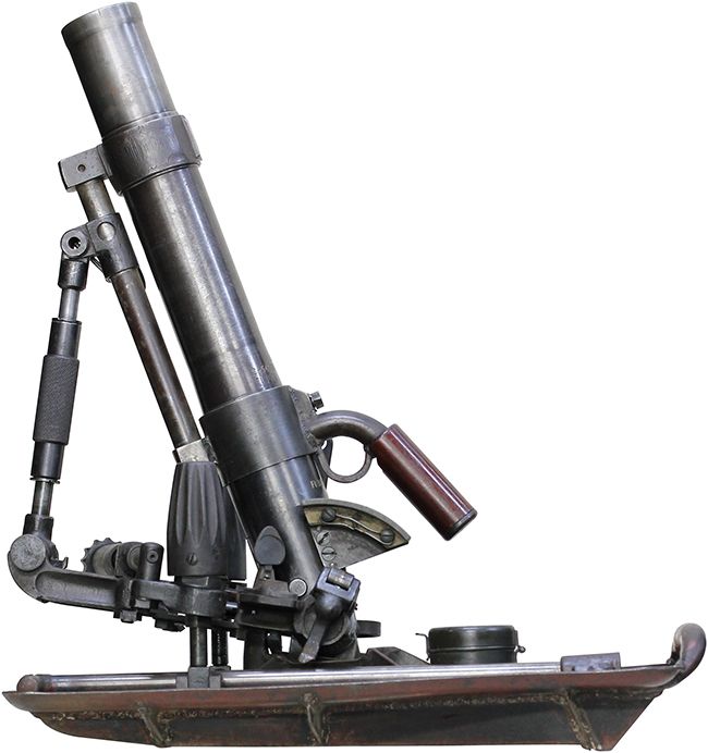 第二次大戦期 ドイツ軍 5cm leGrW 36 迫撃砲の左側面ビュー
