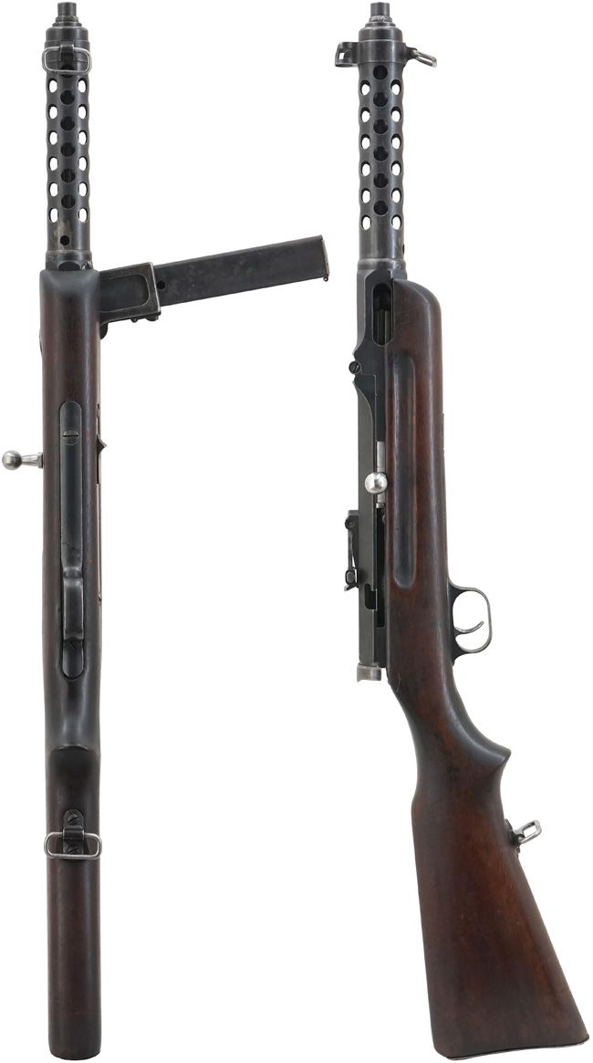 第二次大戦期 オーストリア軍 ステアー・ゾロターン S1-100 (MP34) 短機関銃の全体・側面ビュー その2