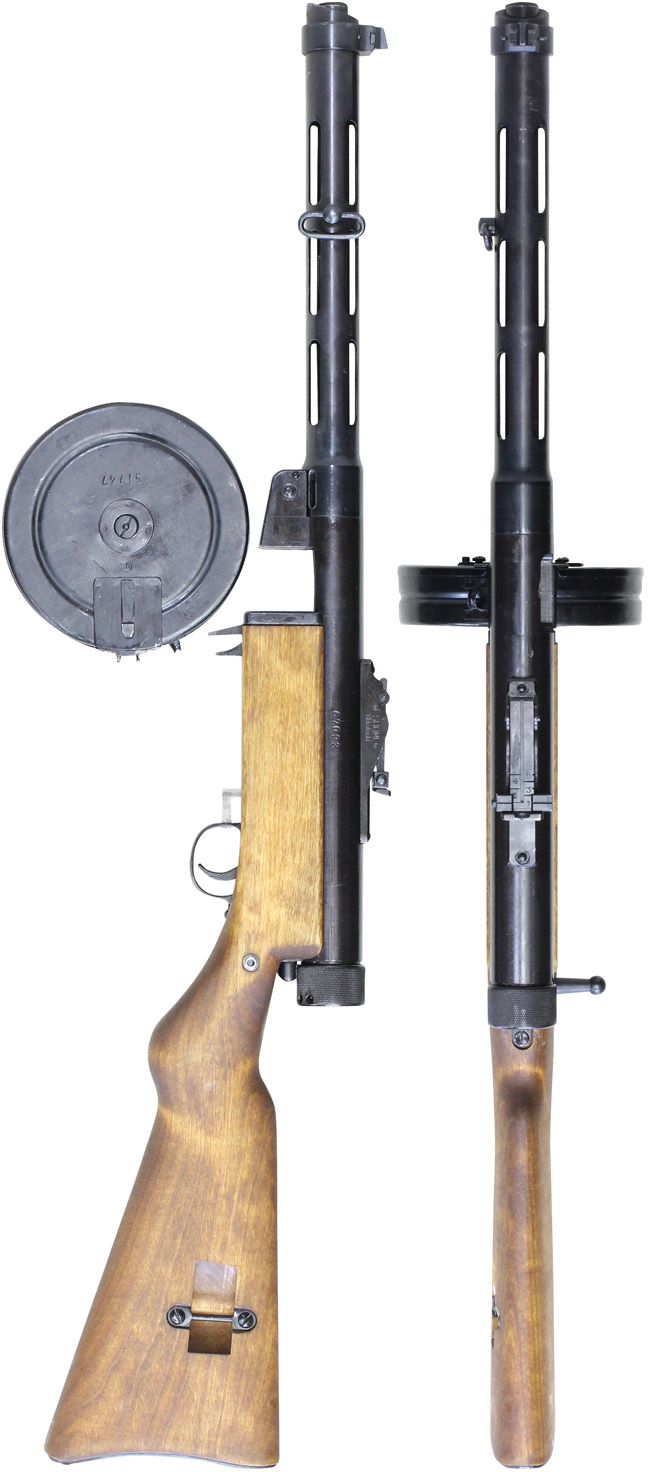 第二次大戦期 フィンランド軍 スオミ M31 短機関銃 (前期型) の全体・側面ビュー その1