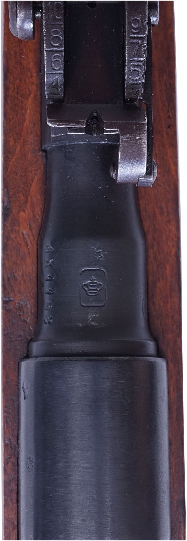 第二次大戦期 イタリア軍 カルカノ M1941 歩兵銃の薬室上面の王冠刻印の詳細