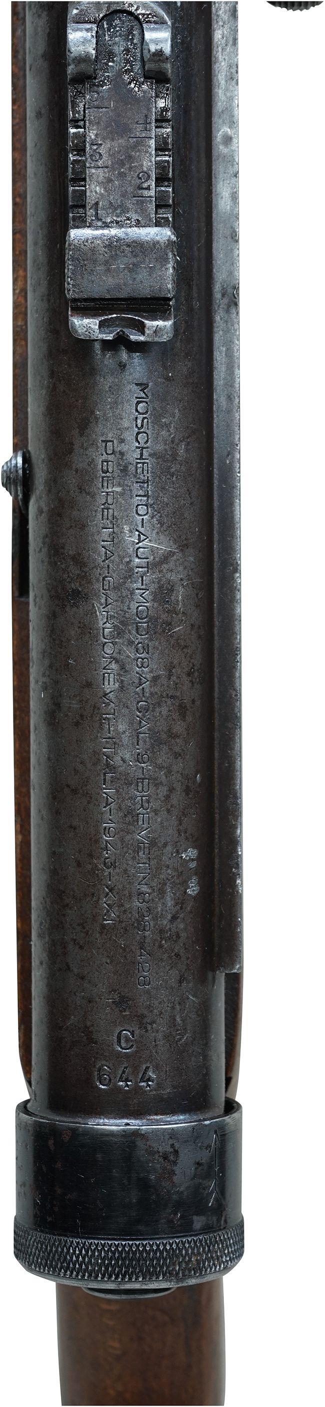 第二次大戦期 イタリア軍 ベレッタ M1938/42 短機関銃 I型のモデル名刻印およびメーカー刻印の詳細