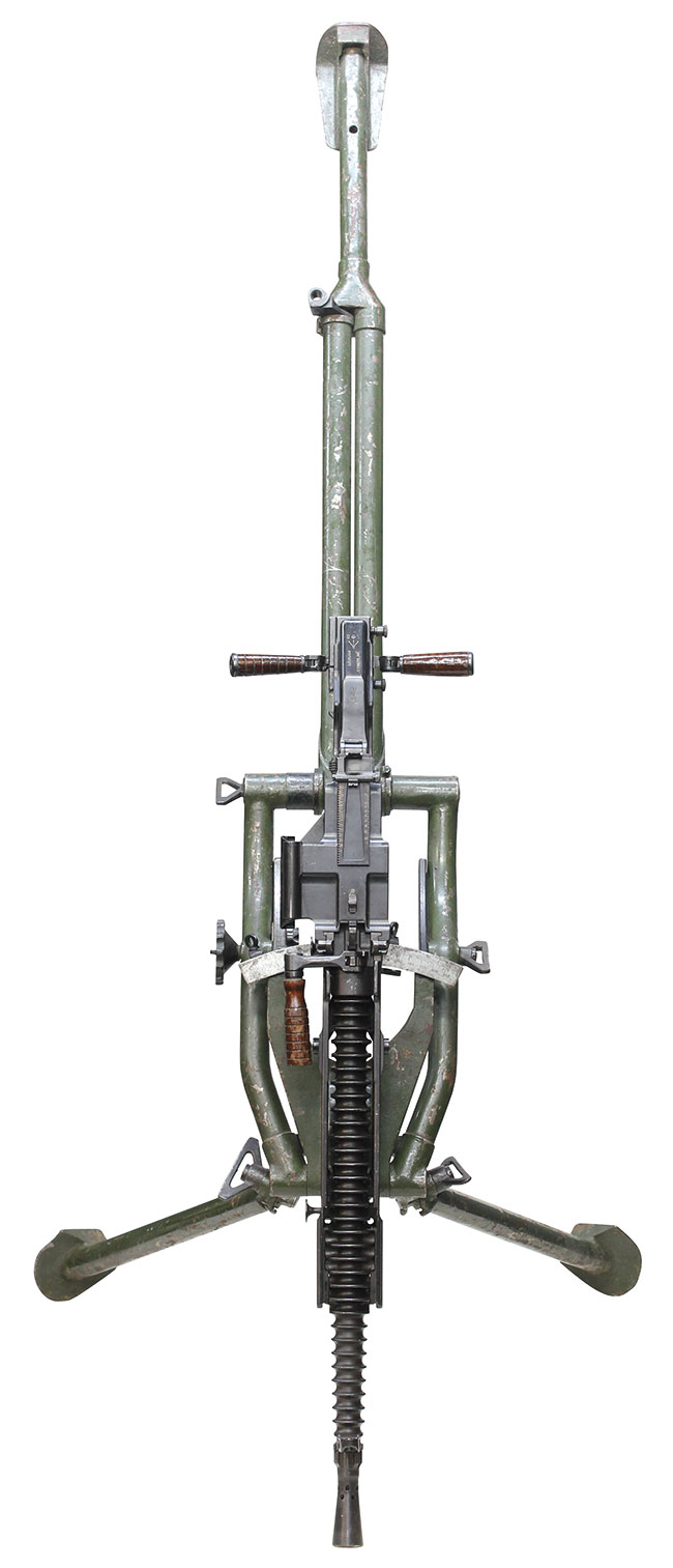 第二次大戦期 チェコ Vz.35 重機関銃 三脚搭載状態の上面ビュー