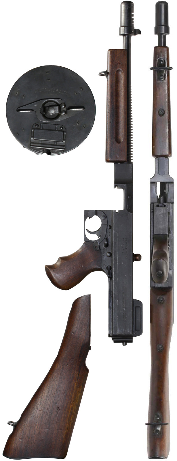第二次大戦期 アメリカ軍 トンプソン M1928A1 短機関銃の全体・側面ビュー その2