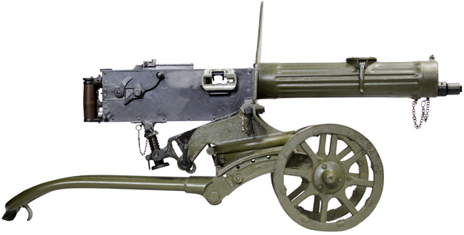 第二次大戦期 ロシア軍 マキシム M1910 重機関銃 三脚搭載状態の右側面ビュー