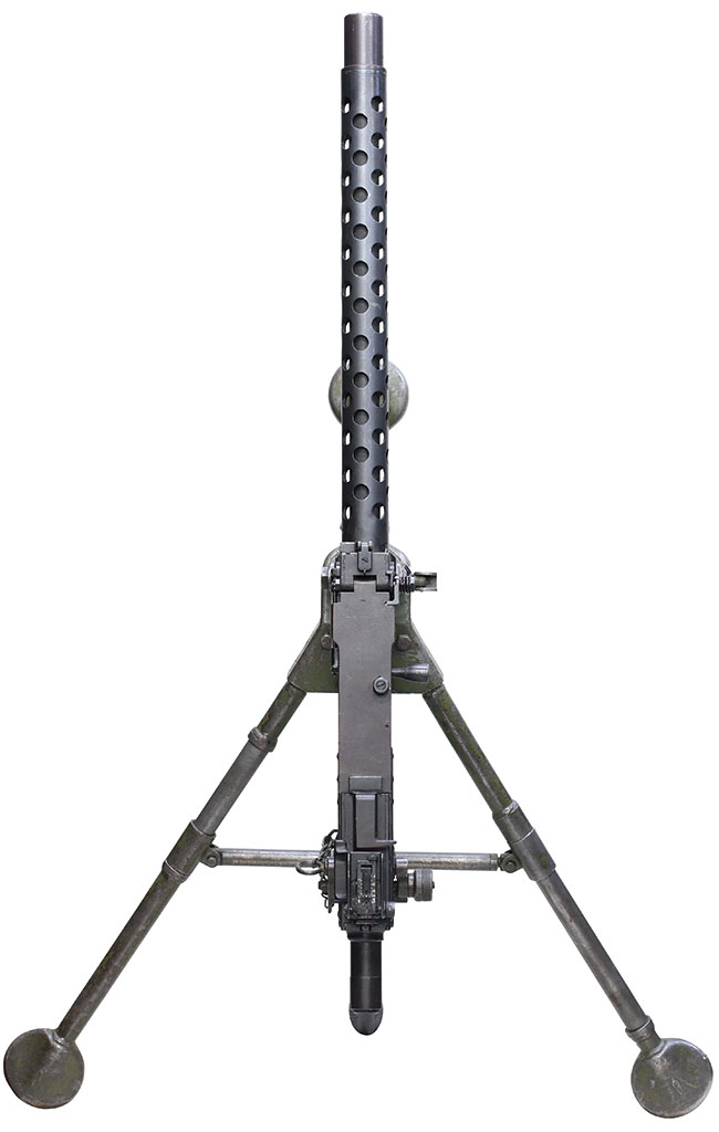 第二次大戦期 アメリカ軍 ブローニング .30口径 M1919A4 重機関銃 三脚搭載状態の上面ビュー
