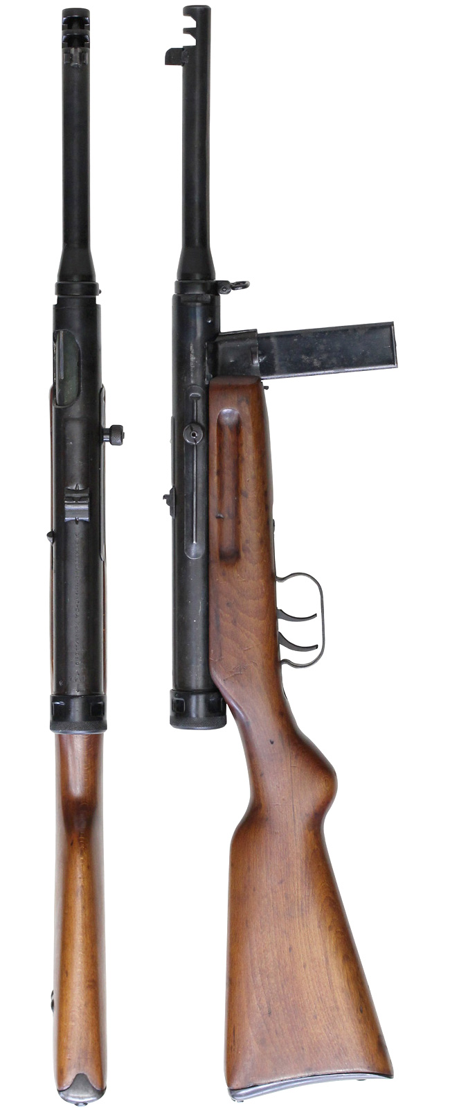 第二次大戦期 イタリア軍 ベレッタ M1938/44 短機関銃の全体・側面ビュー その1