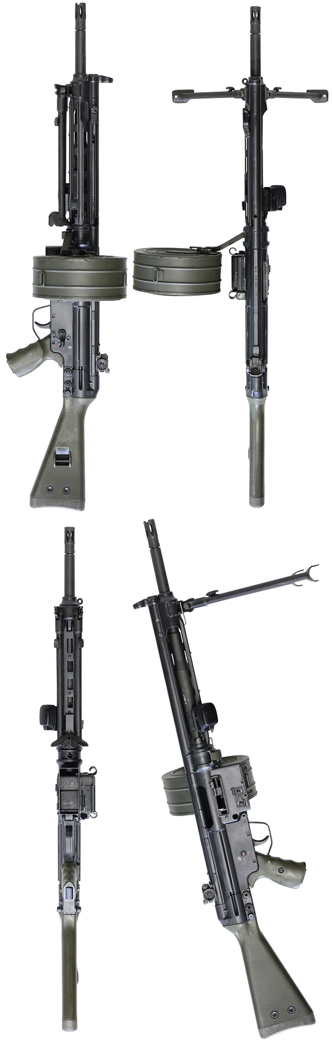 冷戦期 ドイツ HK21 汎用機関銃の全体・側面ビュー