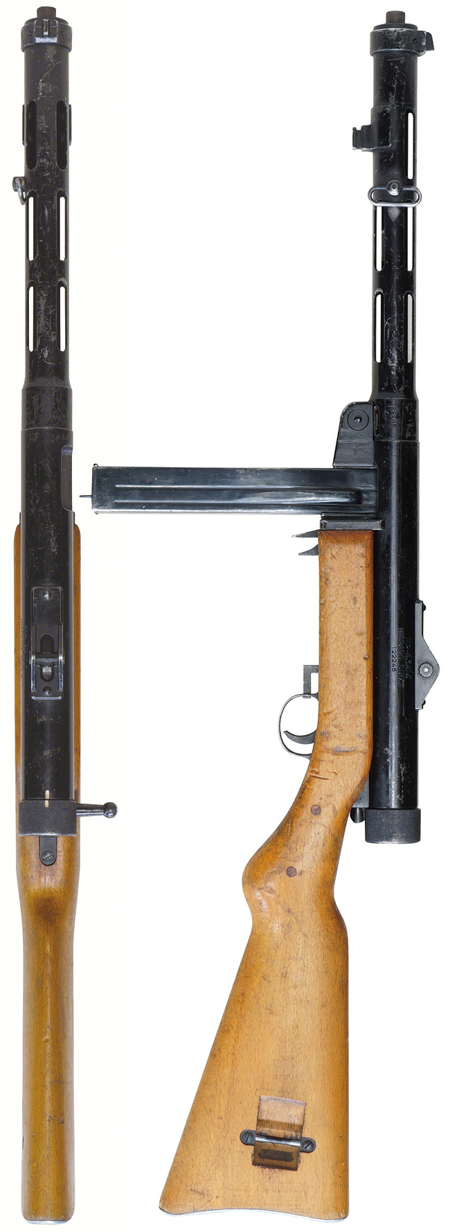 第二次大戦期 スイス軍 イスパノ・スイザ MP43/44 短機関銃の全体・側面ビュー その2