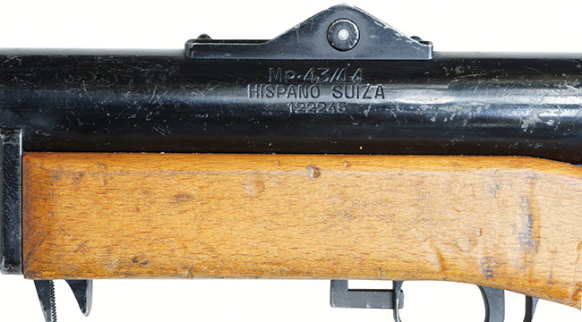 第二次大戦期 スイス軍 イスパノ・スイザ MP43/44 短機関銃のモデル名刻印およびメーカー刻印の詳細