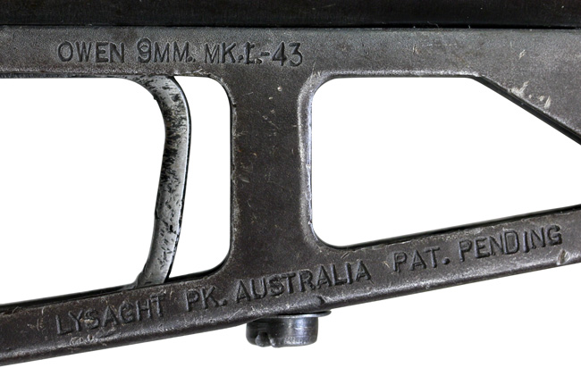第二次大戦期 オーストラリア軍 オーウェン Mk I 短機関銃のモデル名刻印の詳細