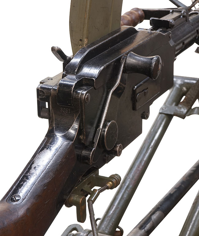 第二次大戦期 ポルトガル軍 ポルトガル マドセン m/940 軽機関銃の機関部右側面後方ビュー