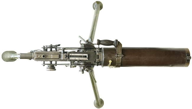 第二次大戦期 アメリカ軍 ブローニング .30口径 M1917A1 水冷式重機関銃の上面ビュー