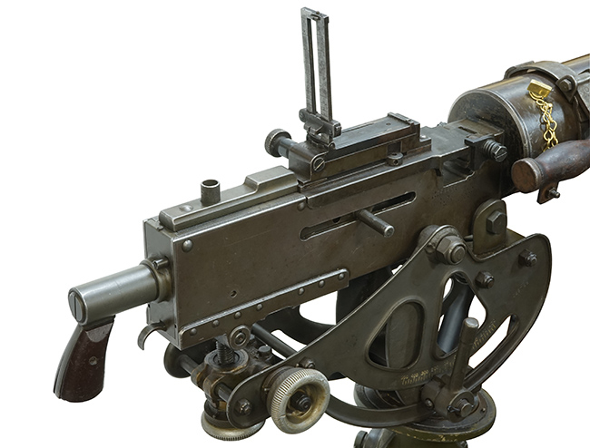 第二次大戦期 アメリカ軍 ブローニング .30口径 M1917A1 水冷式重機関銃の機関部およびグリップ周辺の詳細