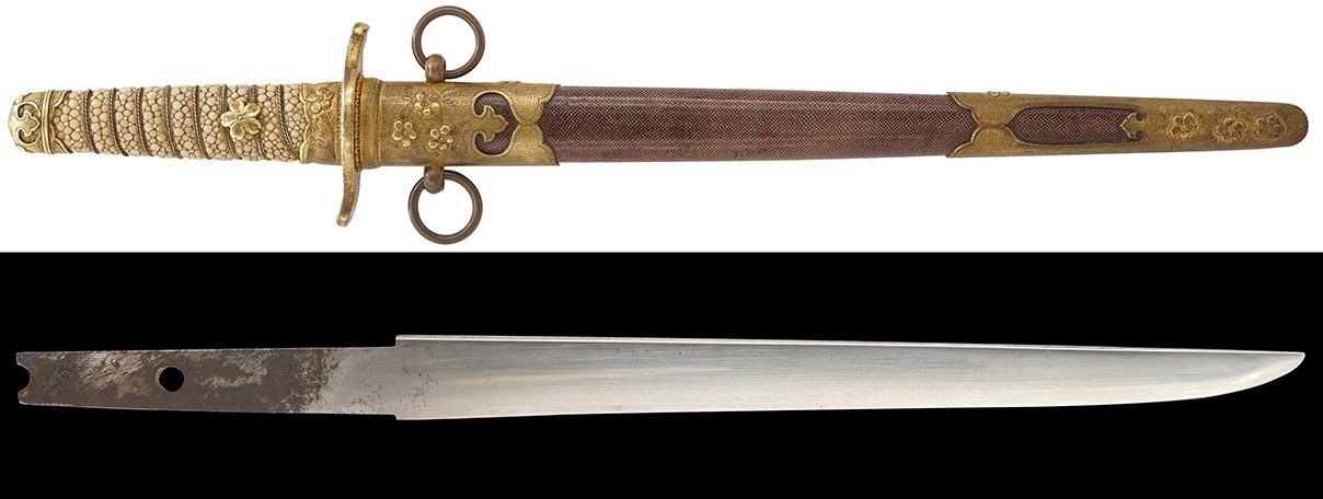 海軍士官短剣 (明治後期型、銃砲刀剣類登録証付本身入、無銘)【85/86】