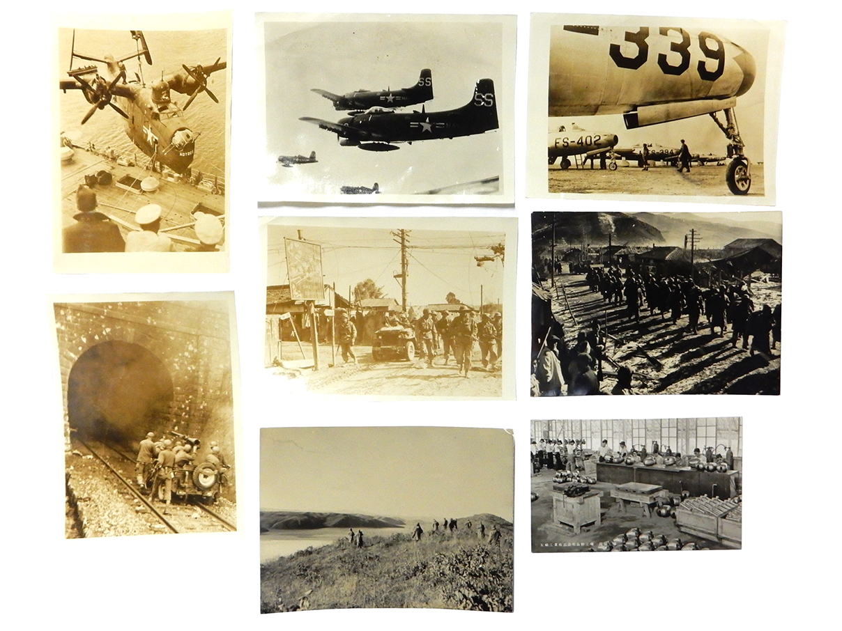 朝鮮戦争戦場生写真7枚 & 工場絵葉書1枚セット