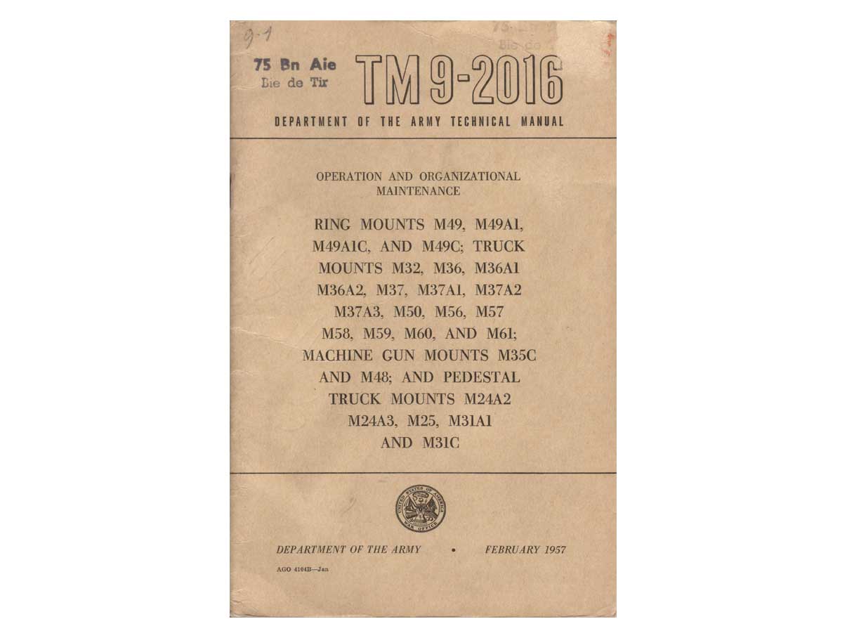 .50口径 マニュアル (.30口径等共通、各種トラック用銃架、1957年)