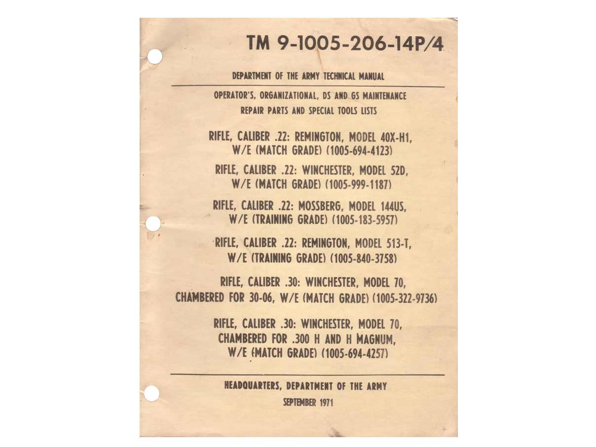 各種.22口径ライフル、Win. M70 マニュアル