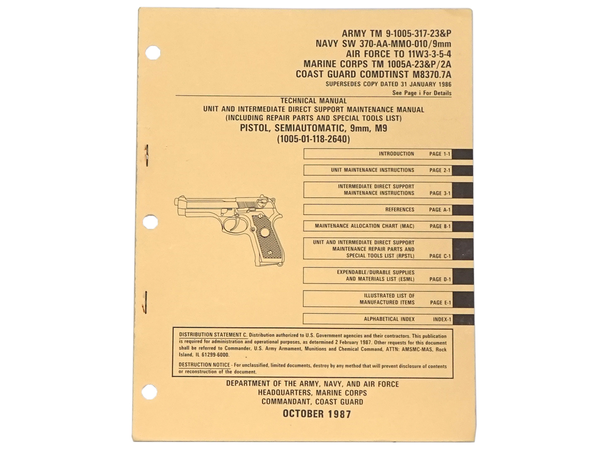米軍 M9 ピストル テクニカル・マニュアル