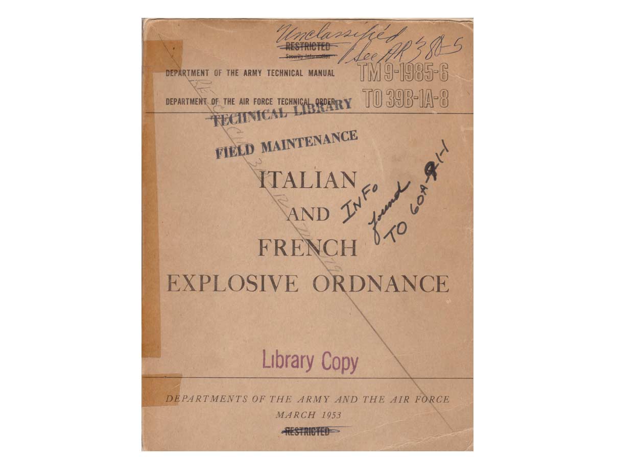 イタリア軍とフランス軍銃砲弾&爆発物の米軍マニュアル