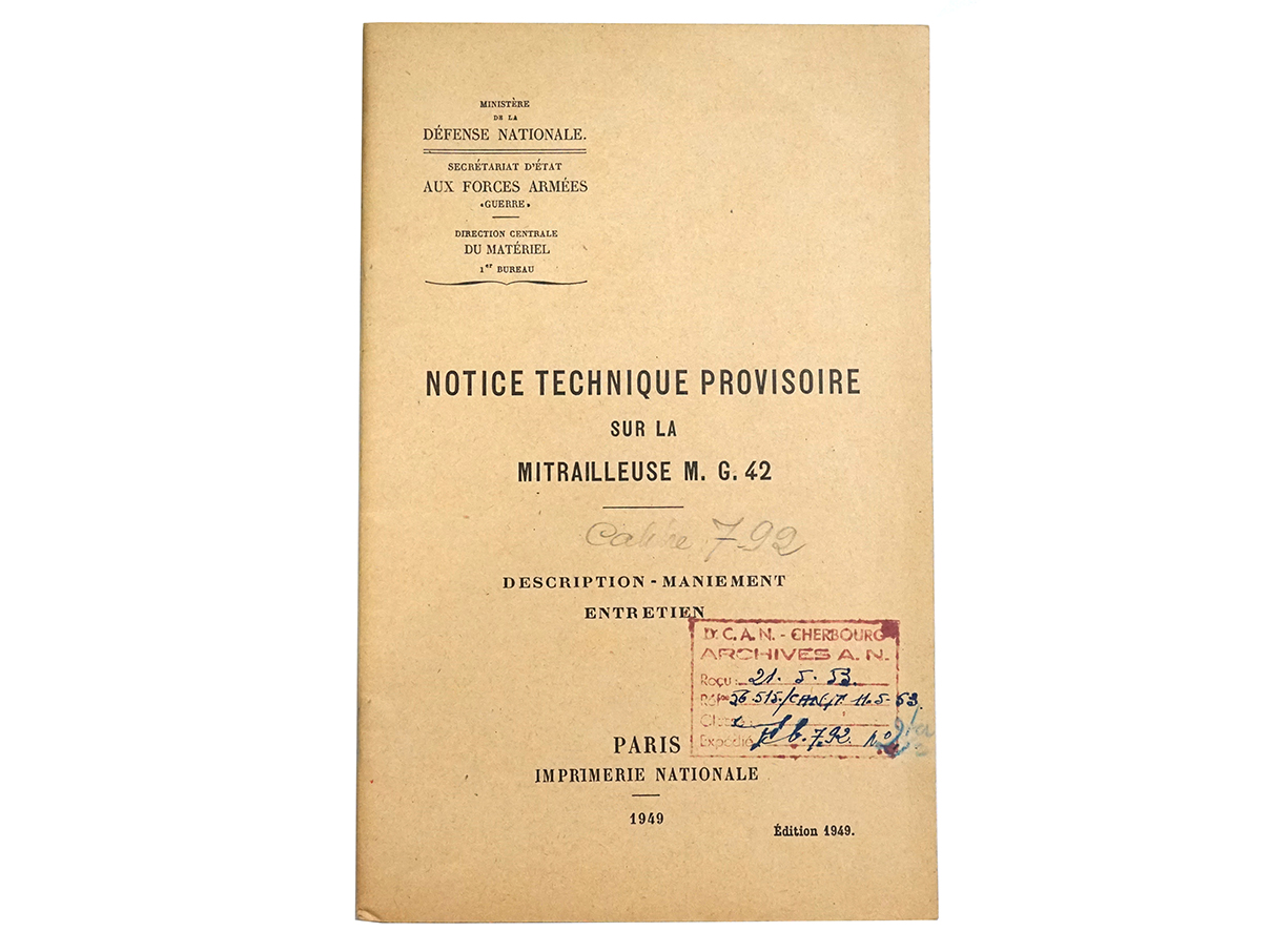 MG42フランス軍 マニュアル (1949年発行)