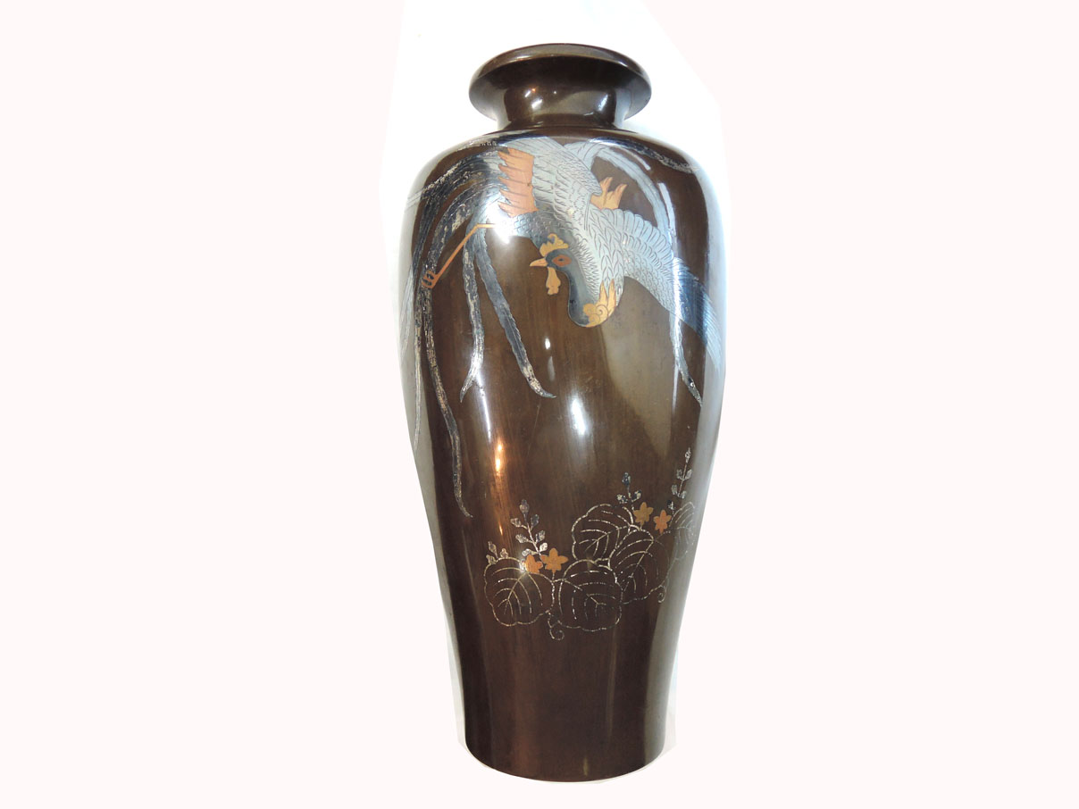 頒恩賜 鋳銅製壺 (昭和十五年 阿南中将酒井中将連名手彫り刻印入り)