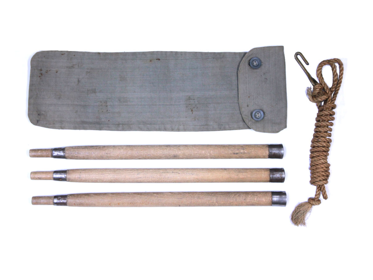 ドイツ軍 テント用ポール 3本セット (第一次大戦型、布製パウチ、ロープ付)