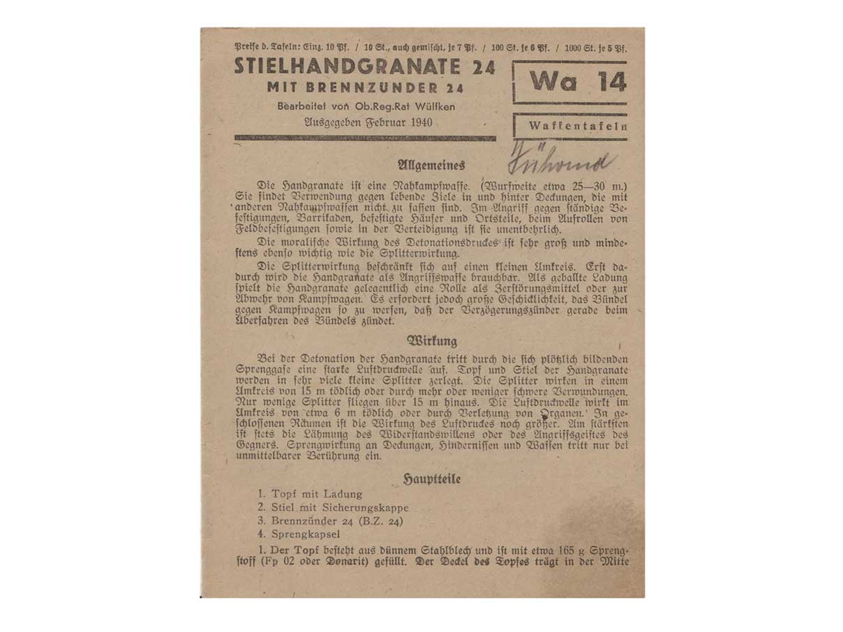 M24型柄付手榴弾 マニュアル (第二次世界大戦、Wa14)