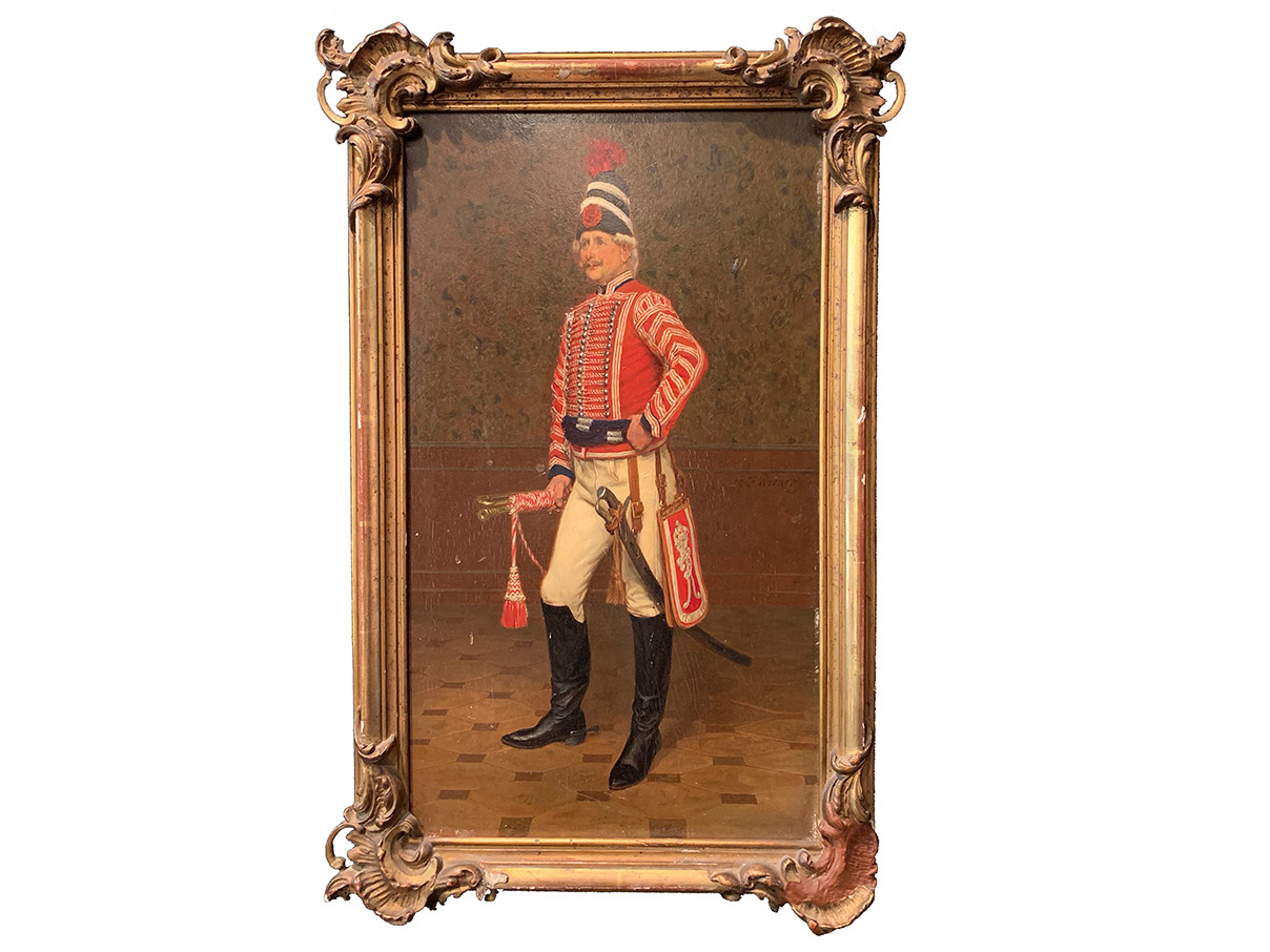 油絵 「プロイセン王国 近衛軽騎兵連隊 ラッパ手」