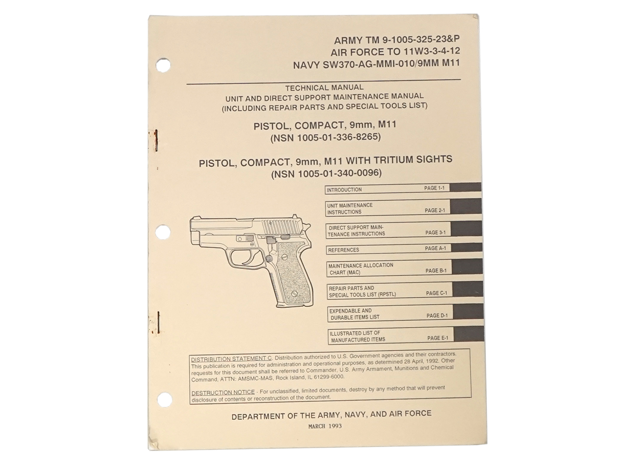 米軍 M11 (SIG P229) マニュアル
