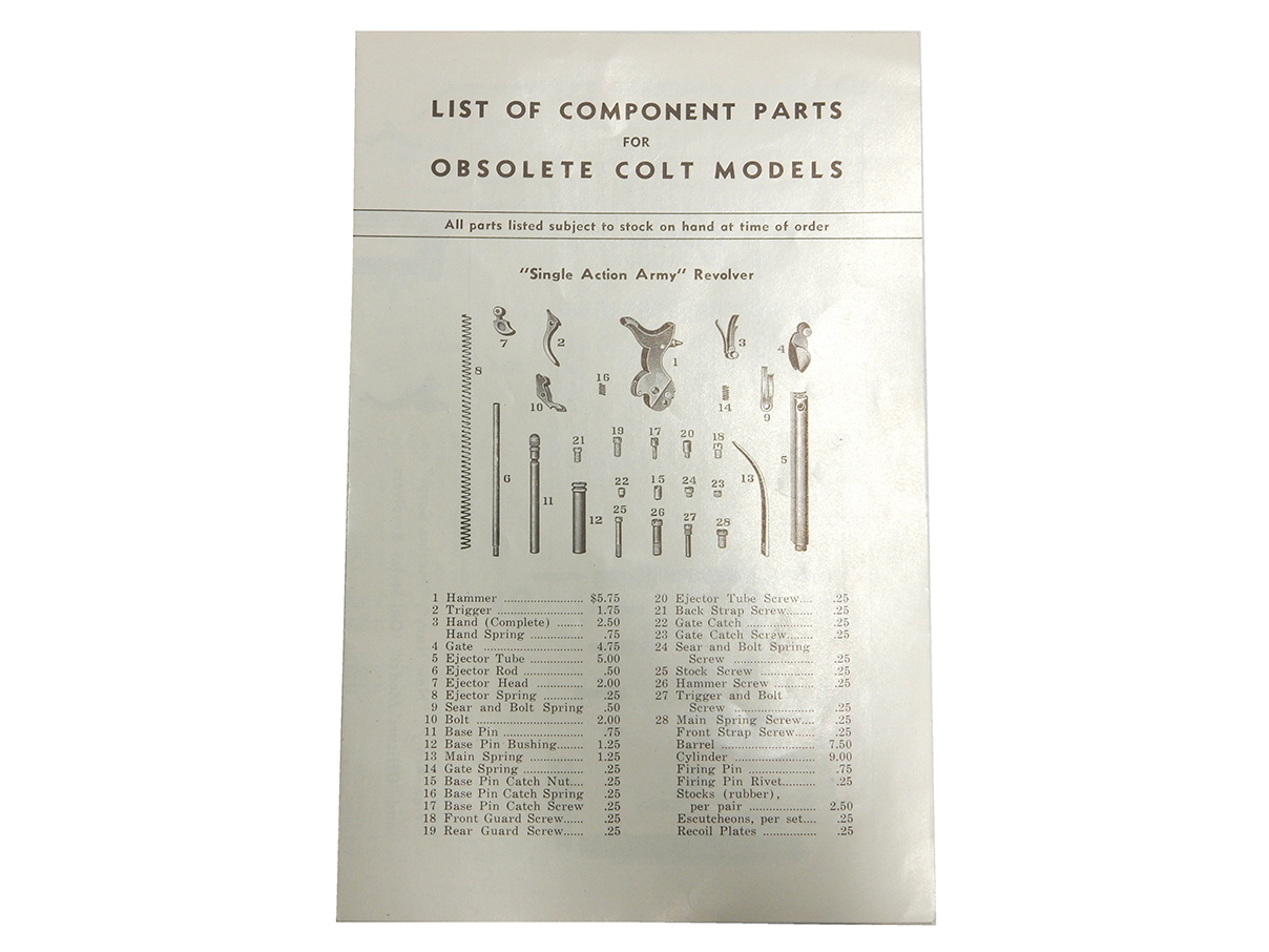 コルト シングル・アクション・アーミー パーツ・リスト