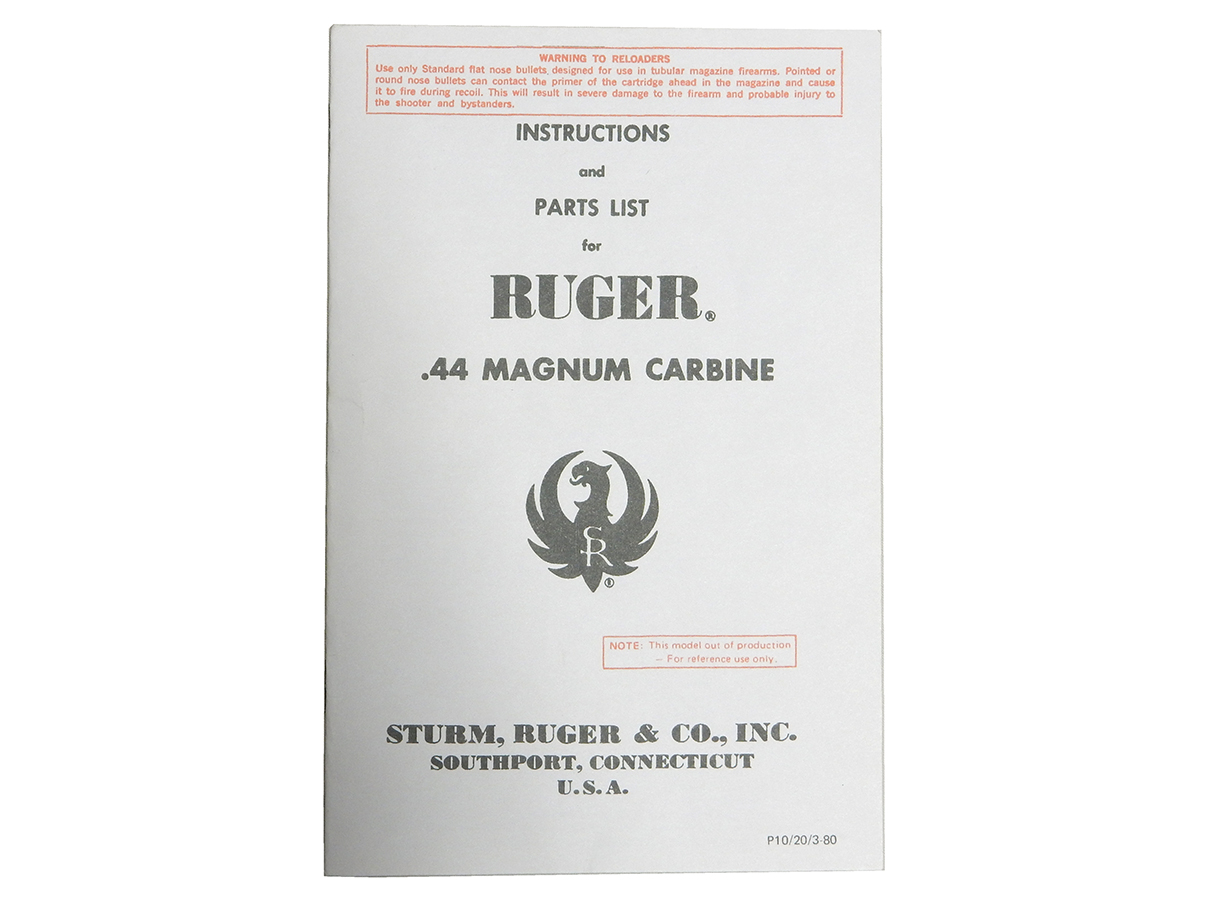 スターム・ルガー .44マグナムカービン パーツ・リスト